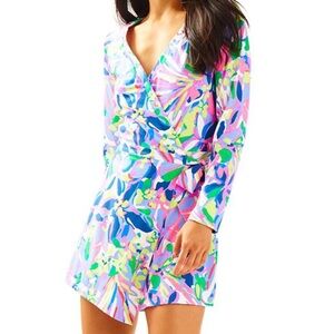 Lilly Pulitzer Tiki Wrap Romper Havin a Blast XL